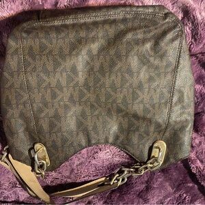 Michael Kors Dark Brown Patterned Shoulder Bag